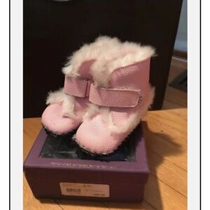 pediped Pink Faux-Fur Baby Boots